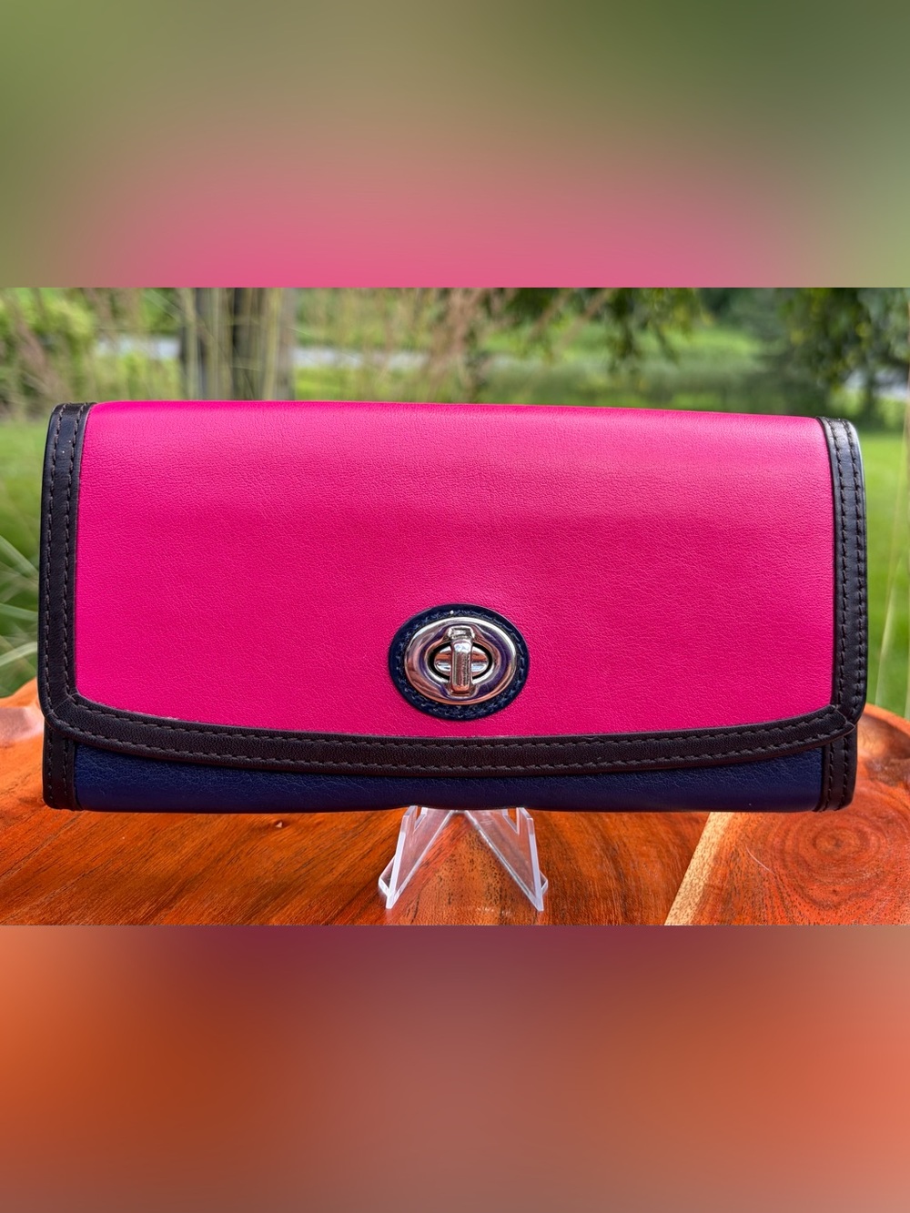 Coach Legacy Colorblock Leather Accordion Wallet EUC